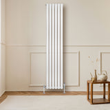 Radiateur à Colonnes Ovales & Vannes, 1 Panneau - 1800 x 360 mm - Blanc