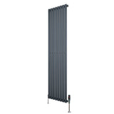 Radiateur à Colonnes Ovales & Vannes, 1 Panneau - 1800 x 480 mm - Gris Anthracite