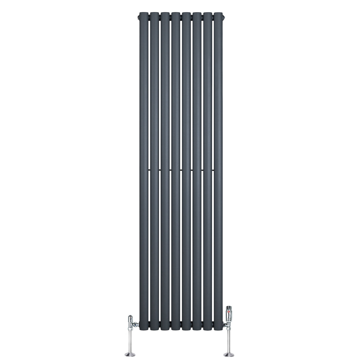 Radiateur à Colonnes Ovales & Vannes, 1 Panneau - 1800 x 480 mm - Gris Anthracite