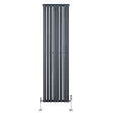 Radiateur à Colonnes Ovales & Vannes, 1 Panneau - 1800 x 480 mm - Gris Anthracite