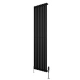 Radiateur à Colonnes Ovales & Vannes, 1 Panneau - 1800 x 480 mm - Noir