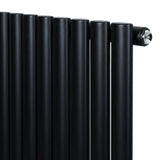 Radiateur à Colonnes Ovales & Vannes, 1 Panneau - 1800 x 480 mm - Noir