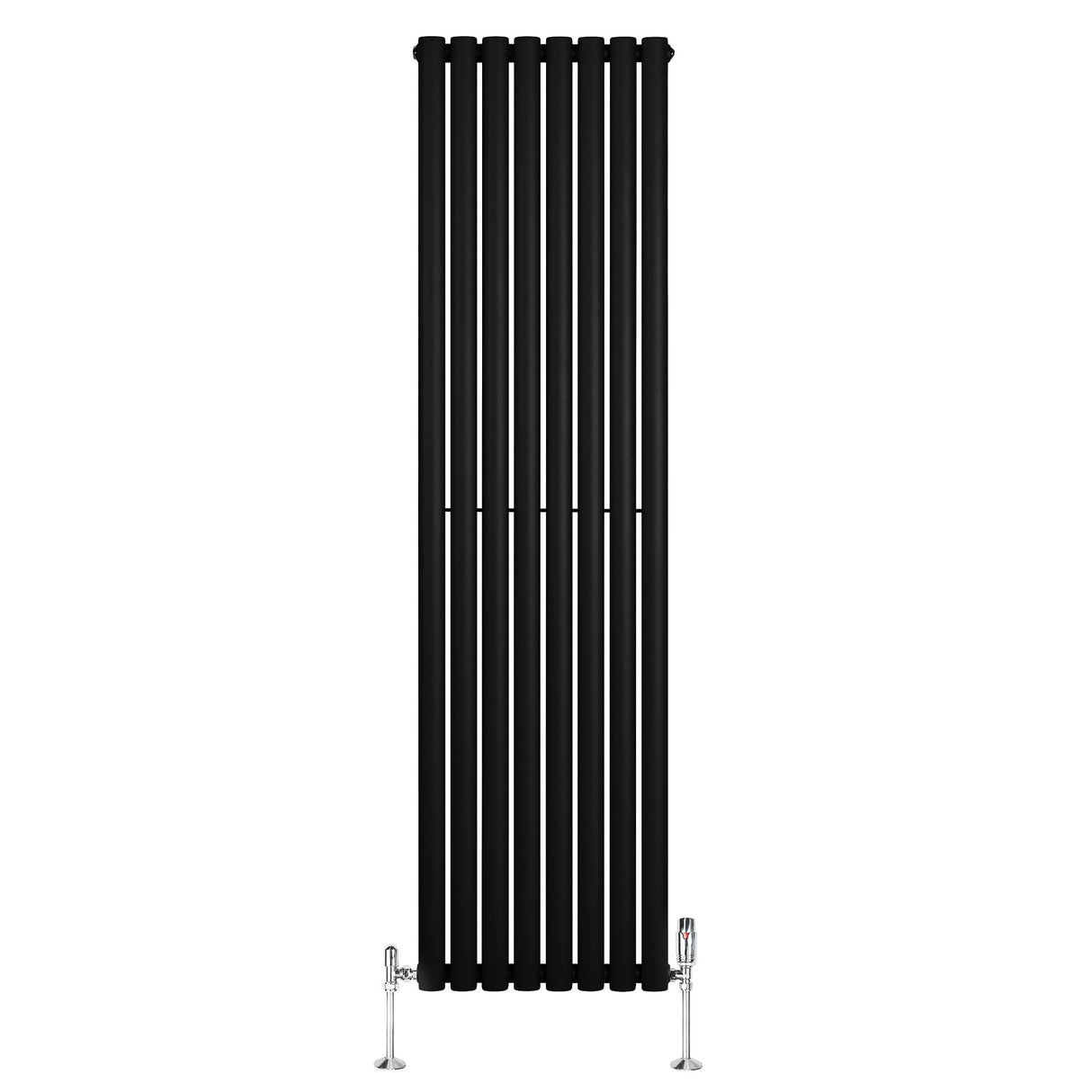Radiateur à Colonnes Ovales & Vannes, 1 Panneau - 1800 x 480 mm - Noir