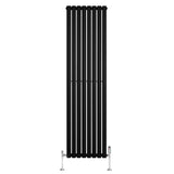 Radiateur à Colonnes Ovales & Vannes, 1 Panneau - 1800 x 480 mm - Noir