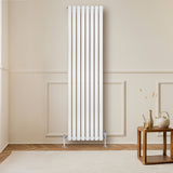 Radiateur à Colonnes Ovales & Vannes, 1 Panneau - 1800 x 480 mm - Blanc