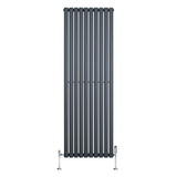 Radiateur à Colonnes Ovales & Vannes, 1 Panneau - 1800 x 600 mm - Gris Anthracite