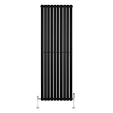 Radiateur à Colonnes Ovales & Vannes, 1 Panneau - 1800 x 600 mm - Noir
