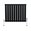 Radiateur plat noir à 1 panneau de 600 x 700 mm avec vannes chromées, design moderne et lignes épurées pour un intérieur élégant
