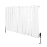 Radiateur plat blanc à 1 panneau, dimensions 600 x 910 mm, avec vannes élégantes et finitions lisses et modernes