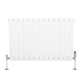 Radiateur plat à 1 panneau blanc, dimensions 600 x 910 mm, avec vannes chromées, design moderne et lignes épurées