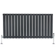 Radiateur plat à 1 panneau gris anthracite, 600 x 1190 mm, avec vannes chromées et surface lisse, design moderne et épuré