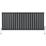 Radiateur plat à 1 panneau gris anthracite, dimensions 600 x 1400 mm, avec vannes élégantes et surface lisse et moderne