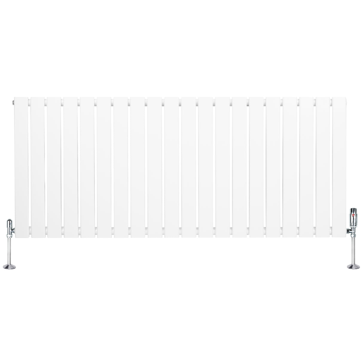 Radiateur plat à un panneau, dimensions 600 x 1400 mm, finition blanche lisse, avec vannes sur les côtés pour un chauffage efficace