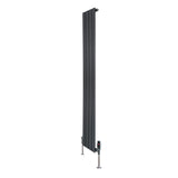 Radiateur plat gris anthracite à un panneau, dimensions 1600 x 280 mm, avec vannes élégantes et design moderne