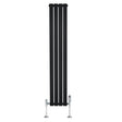 Radiateur plat noir à 1 panneau, dimensions 1600 x 280 mm, avec vannes chromées, design moderne et lignes épurées