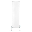 Radiateur plat blanc à 1 panneau, dimensions 1600 x 420 mm, avec vannes chromées et design moderne et épuré