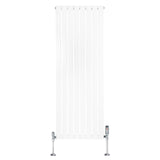 Radiateur plat à un panneau, 1600 x 560 mm, finition blanche lisse, avec vannes chromées, design moderne et élégant