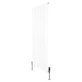 Radiateur plat blanc à 1 panneau, dimensions 1600 x 700 mm, avec vannes élégantes et surface lisse, idéal pour un intérieur moderne