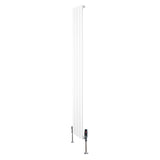 Radiateur plat blanc à un panneau, dimensions 1800 x 280 mm, avec vannes en métal et finition lisse, design moderne et épuré