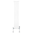 Radiateur plat blanc à 1 panneau, dimensions 1800 x 280 mm, avec vannes chromées, design moderne et épuré, surface lisse et brillante