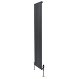 Radiateur plat à 1 panneau gris anthracite, dimensions 1800 x 420 mm, avec vannes élégantes et surface lisse, design moderne