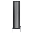 Radiateur plat à 1 panneau en gris anthracite, design vertical avec finitions lisses et vannes chromées, dimensions 1800 x 420 mm
