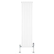 Radiateur plat blanc à un panneau, dimensions 1800 x 420 mm, avec vannes chromées et surface lisse, design moderne et épuré