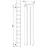 Radiateur plat noir à 1 panneau, dimensions 1800 x 420 mm, avec des lignes épurées et une finition lisse, idéal pour un intérieur moderne