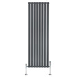 Radiateur plat à 1 panneau gris anthracite, dimensions 1800 x 560 mm, avec vannes chromées et design moderne et épuré