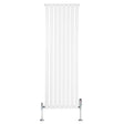 Radiateur plat blanc à 1 panneau, dimensions 1800 x 560 mm, avec vannes chromées, design moderne et lignes épurées