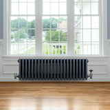 Radiateur Traditionnel à 4 Colonnes & Vannes - 300 x 1010 mm - Gris Anthracite