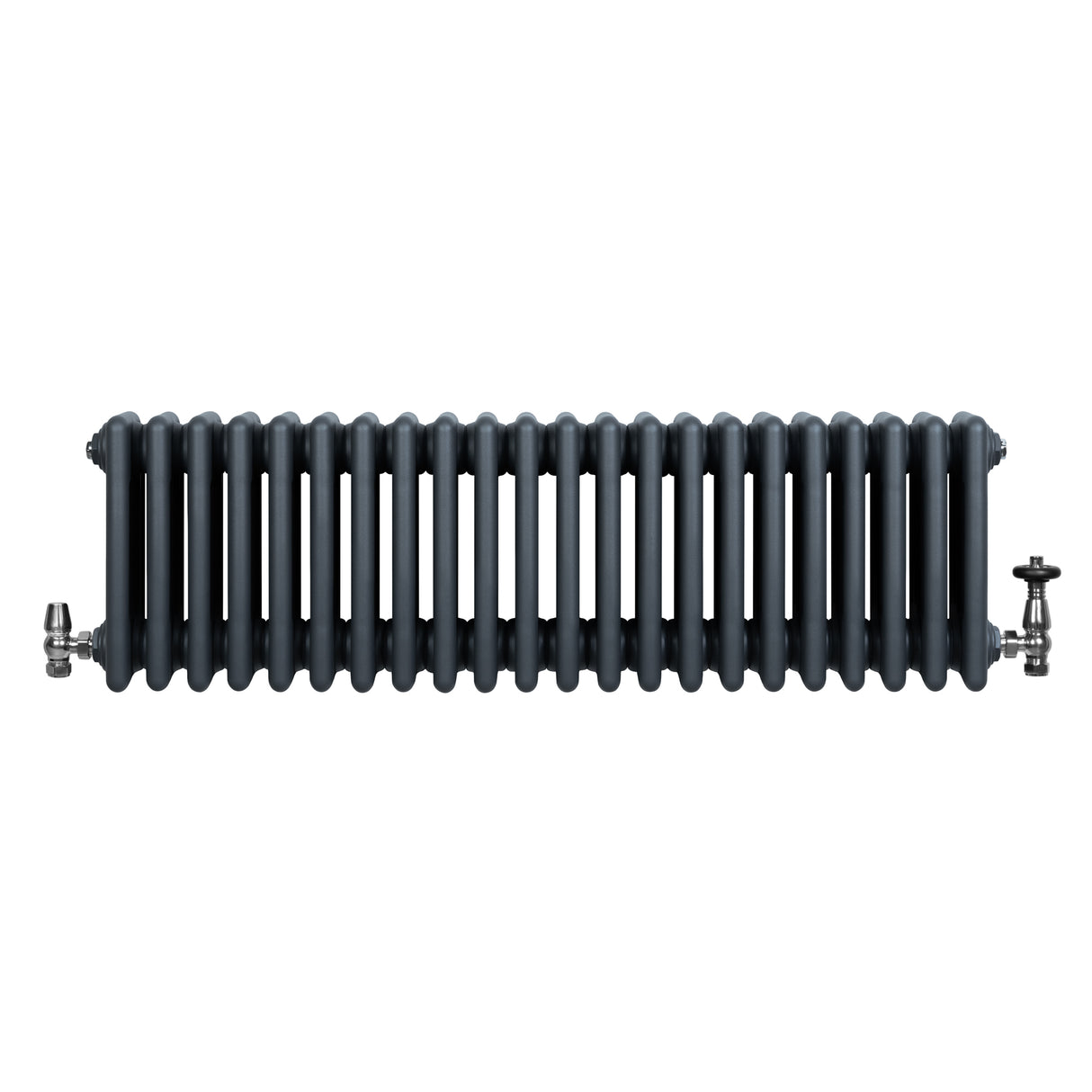 Radiateur Traditionnel à 4 Colonnes & Vannes - 300 x 1010 mm - Gris Anthracite