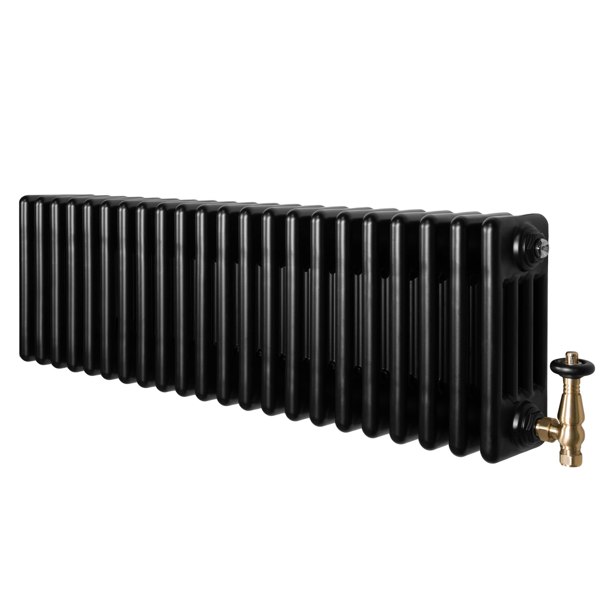 Radiateur Traditionnel à 4 Colonnes & Vannes - 300 x 1010 mm - Noir