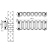 Radiateur Traditionnel à 4 Colonnes & Vannes - 300 x 1010 mm - Noir