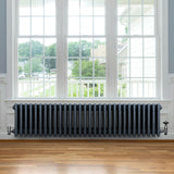 Radiateur Traditionnel à 4 Colonnes & Vannes - 300 x 1370 mm - Gris Anthracite