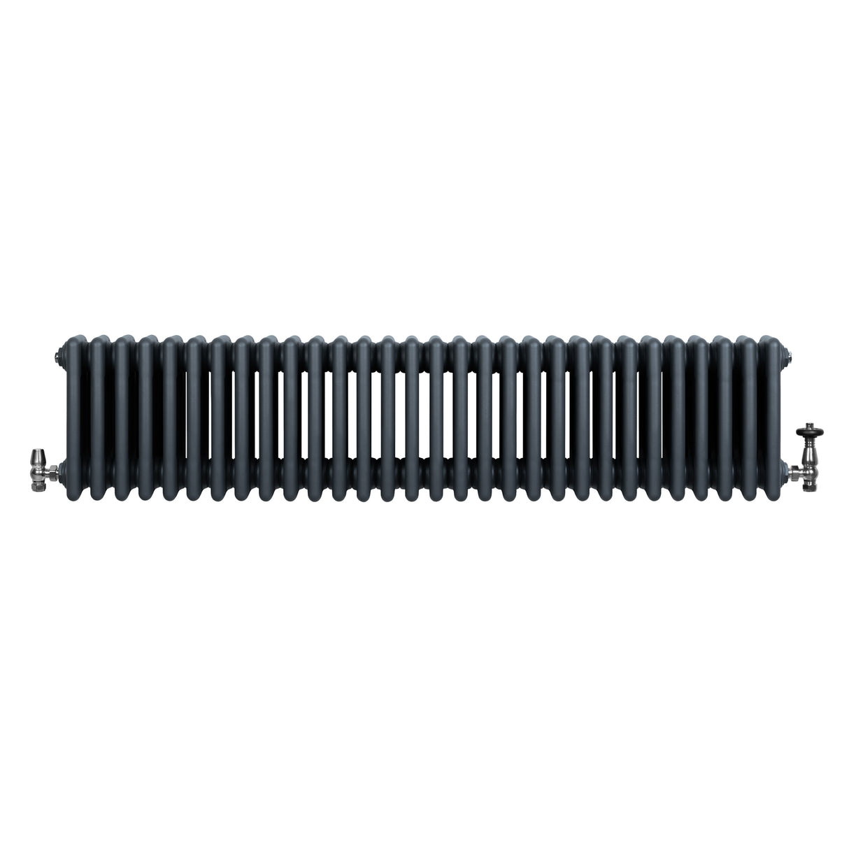 Radiateur Traditionnel à 4 Colonnes & Vannes - 300 x 1370 mm - Gris Anthracite