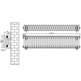 Radiateur Traditionnel à 4 Colonnes & Vannes - 300 x 1370 mm - Gris Anthracite