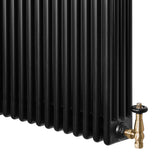Radiateur Traditionnel à 4 Colonnes & Vannes - 300 x 1370 mm - Noir