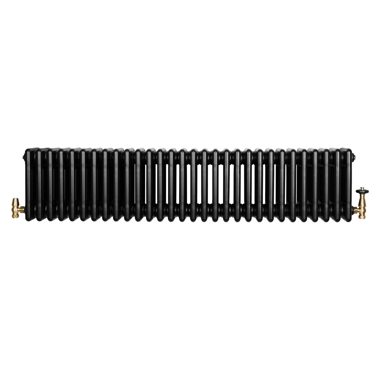 Radiateur Traditionnel à 4 Colonnes & Vannes - 300 x 1370 mm - Noir