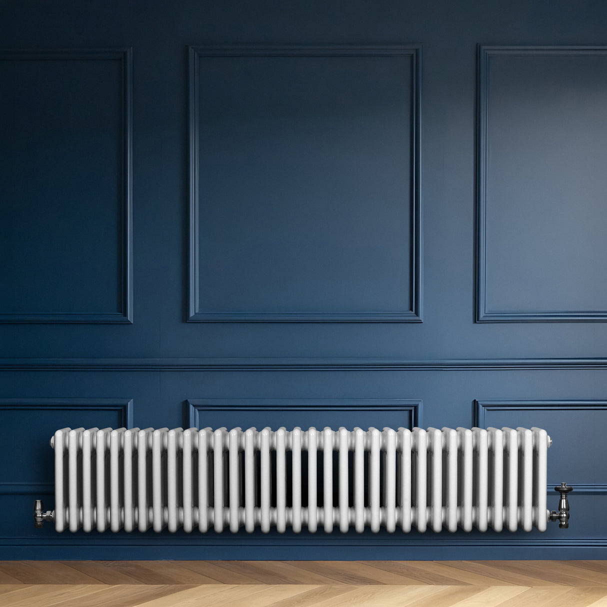 Radiateur Traditionnel à 4 Colonnes & Vannes - 300 x 1505 mm - Blanc