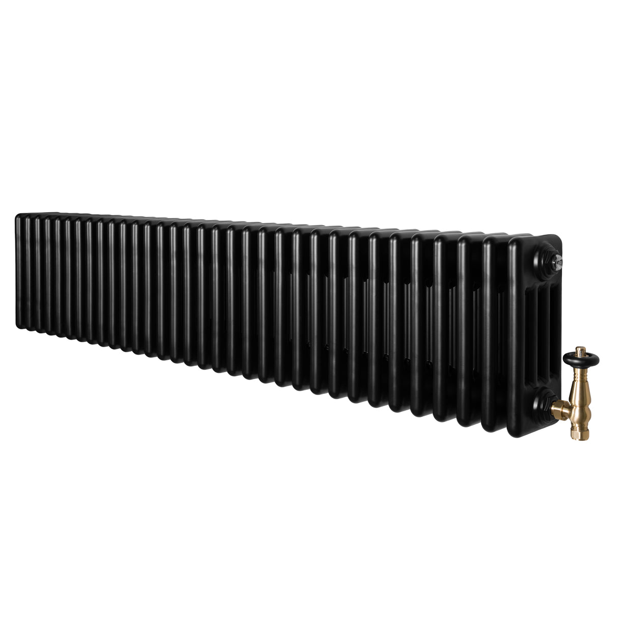 Radiateur Traditionnel à 4 Colonnes & Vannes - 300 x 1505 mm - Noir