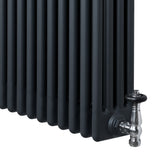 Radiateur Traditionnel à 4 Colonnes & Vannes - 600 x 425 mm - Gris Anthracite