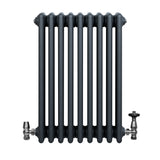Radiateur Traditionnel à 4 Colonnes & Vannes - 600 x 425 mm - Gris Anthracite