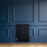 Radiateur Traditionnel à 4 Colonnes & Vannes - 600 x 425 mm - Gris Anthracite