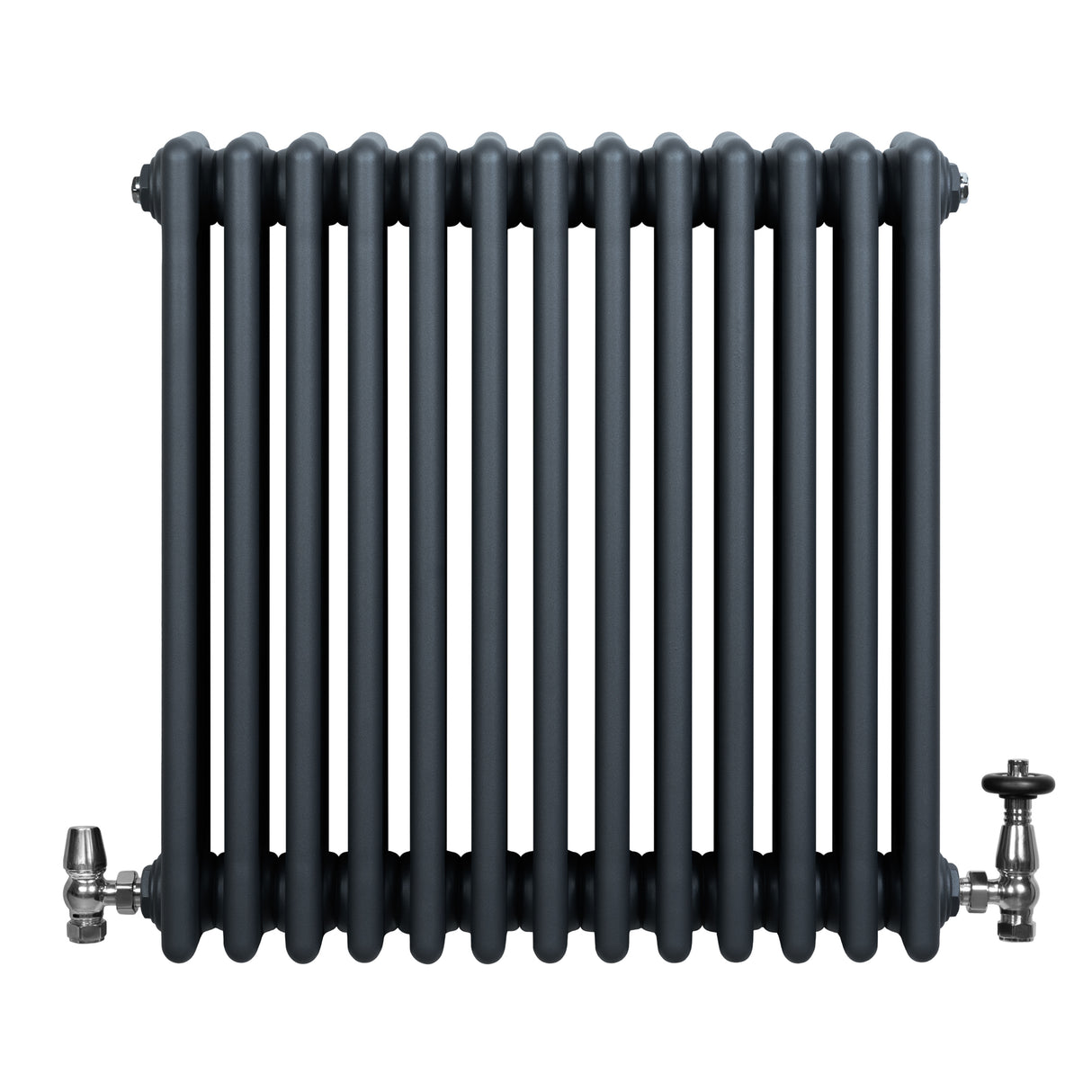 Radiateur Traditionnel à 4 Colonnes & Vannes - 600 x 605 mm - Gris Anthracite