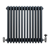 Radiateur Traditionnel à 4 Colonnes & Vannes - 600 x 605 mm - Gris Anthracite