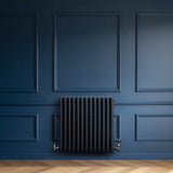 Radiateur Traditionnel à 4 Colonnes & Vannes - 600 x 605 mm - Gris Anthracite