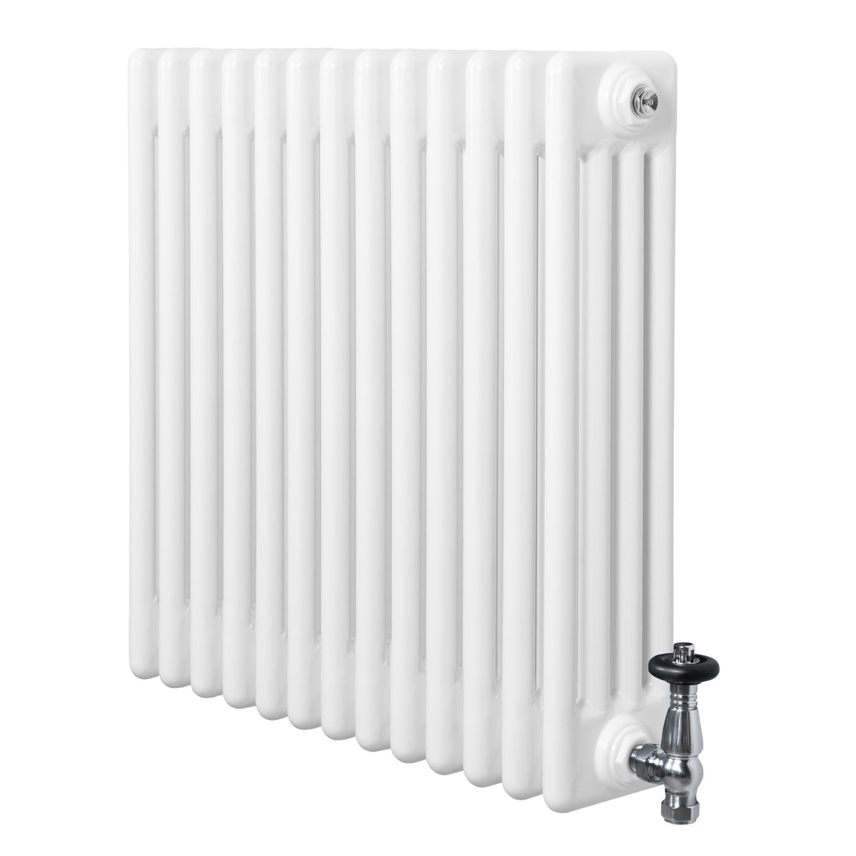 Radiateur Traditionnel à 4 Colonnes & Vannes - 600 x 605 mm - Blanc