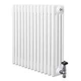 Radiateur Traditionnel à 4 Colonnes & Vannes - 600 x 605 mm - Blanc