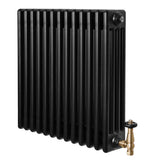 Radiateur Traditionnel à 4 Colonnes & Vannes - 600 x 605 mm - Noir
